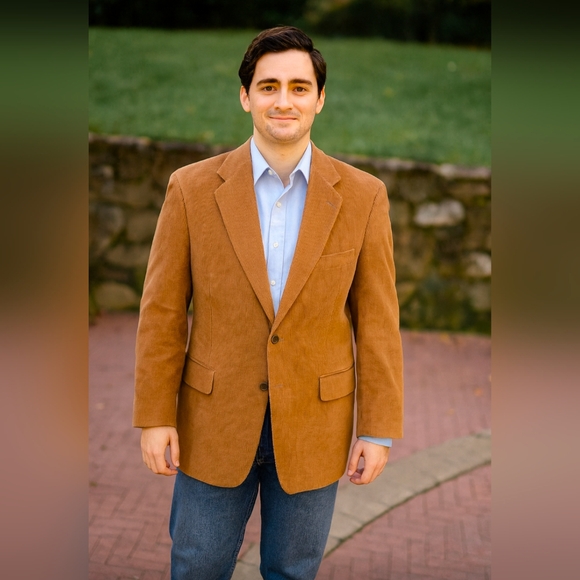 Zagato brown corduroy blazer Jacket 44S 2 Button Classic Preppy Vintage Notch - Picture 1 of 11